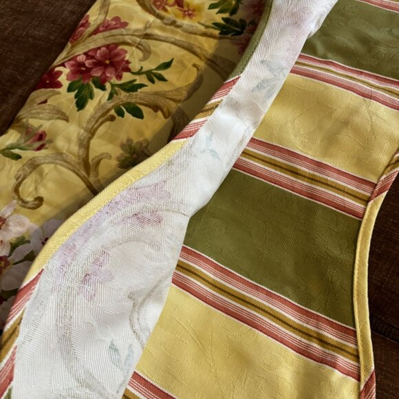 Waverly Classic Floral Valance Curtains W/Striped Trim 78" Set of 2 - Picture 5 of 5